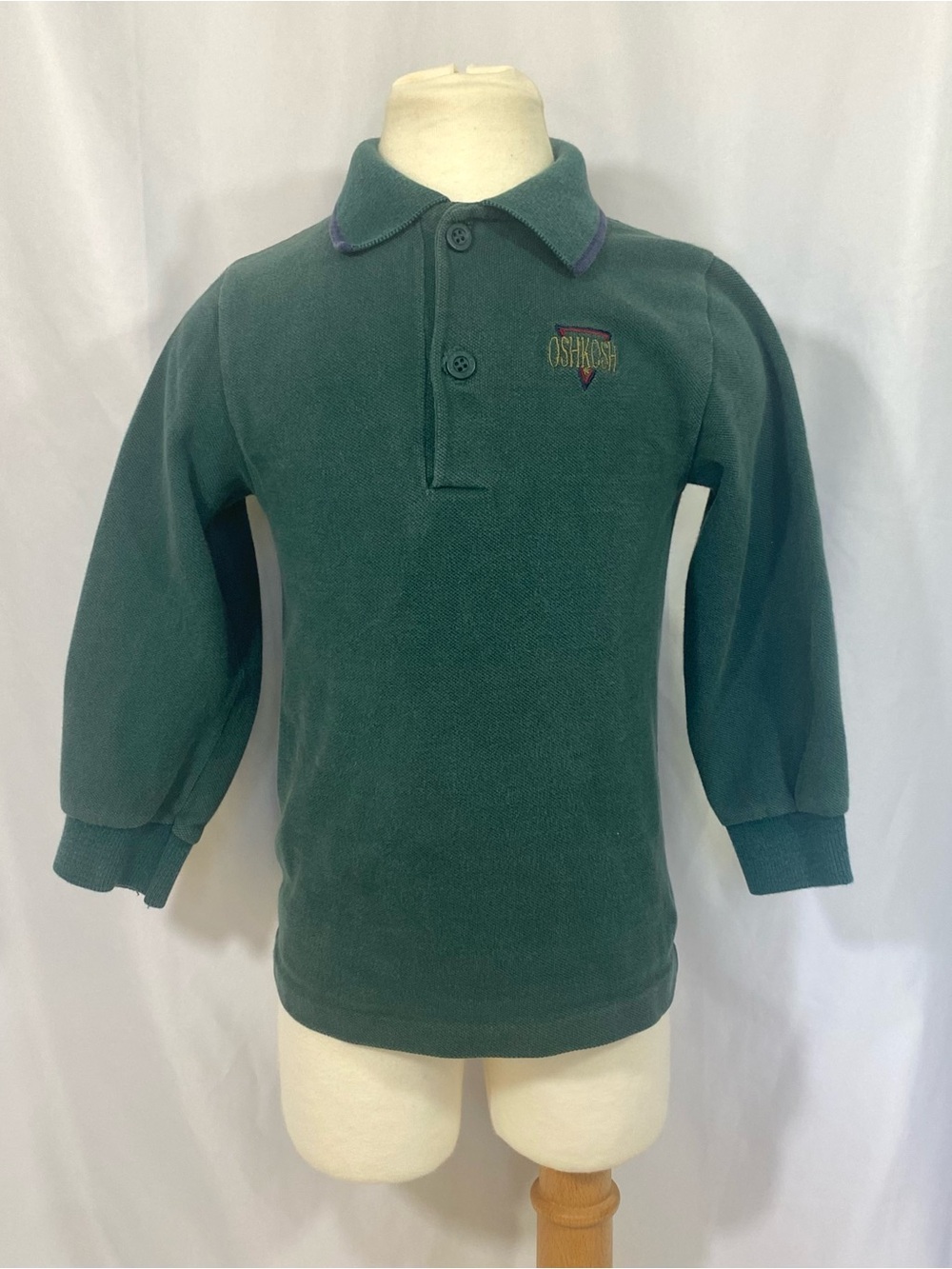 Vintage 90’s Forest Green Oshkosh B’gosh Long Sleeve Polo Shirt Size 4T